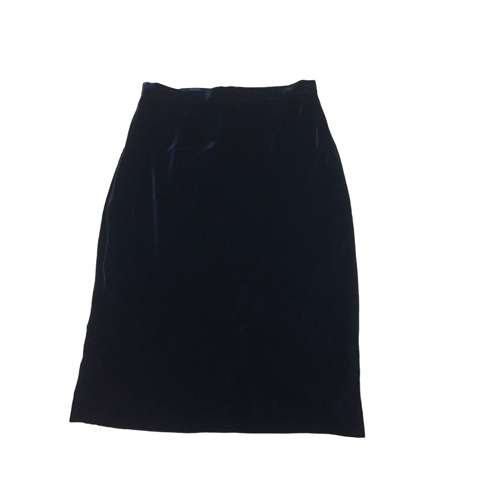 Vintage Navy Velvet Pencil Skirt By Worldly Things Tg 44